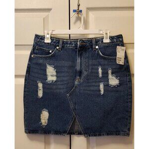 New Women H&M Distressed Denim Mini Skirt Size 12 42